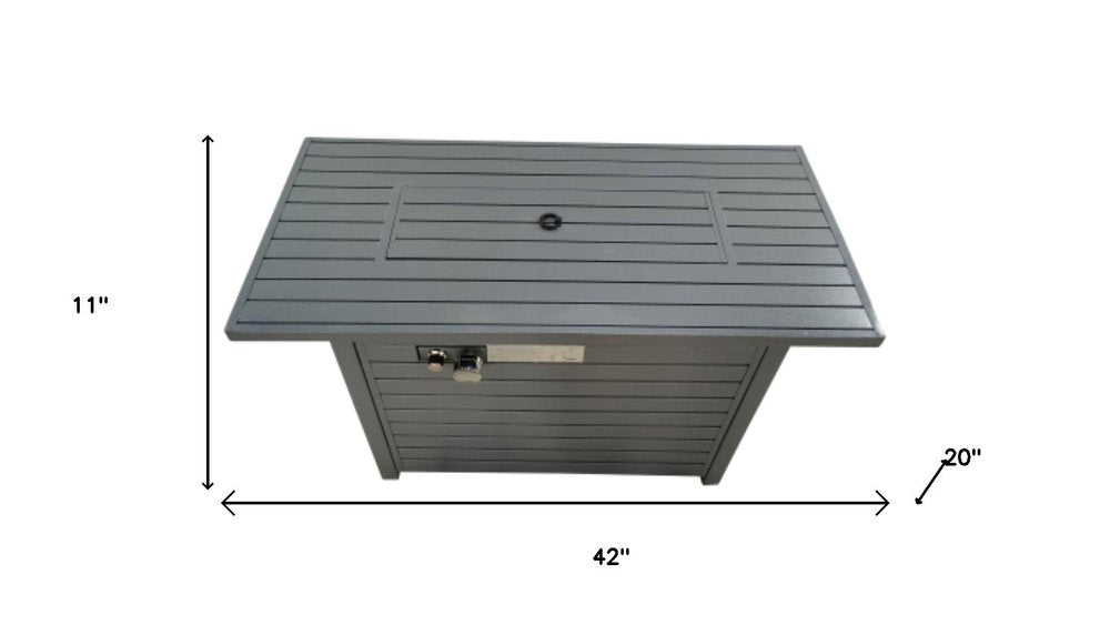 50000 BTU 42" Black Steel Propane Rectangular Fire Pit With Cover