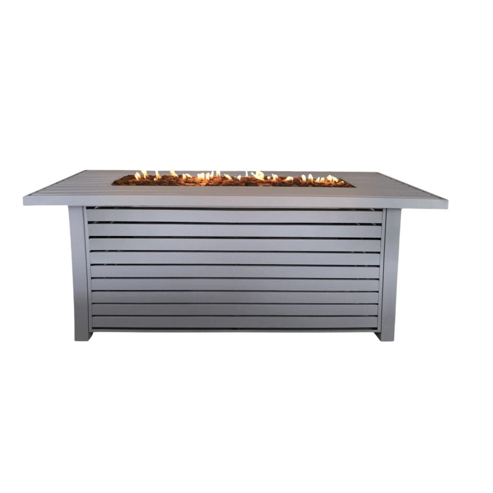 50000 BTU 42" Gray Steel Propane Rectangular Fire Pit With Cover