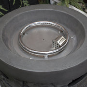 32000 BTU 26" Gray Magnesium Oxide Propane Round Fire Pit With Cover