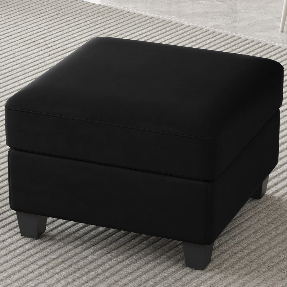 26" Gray and Black Chenille Storage Ottoman