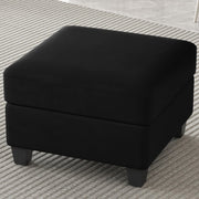 26" Gray and Black Chenille Storage Ottoman