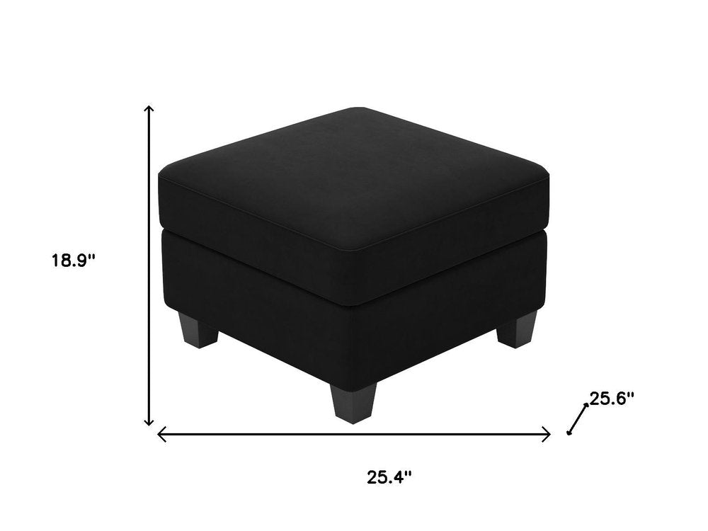 26" Gray and Black Chenille Storage Ottoman