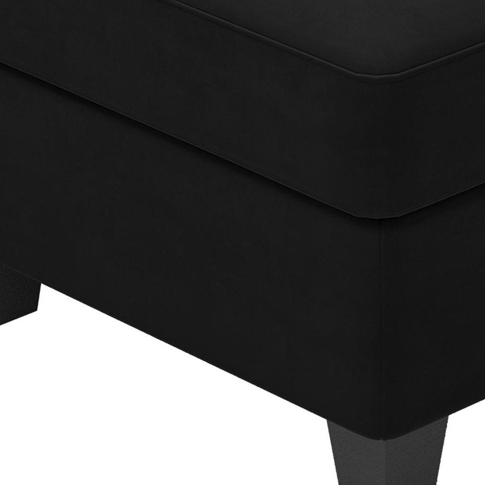 25" Black Velvet Storage Ottoman
