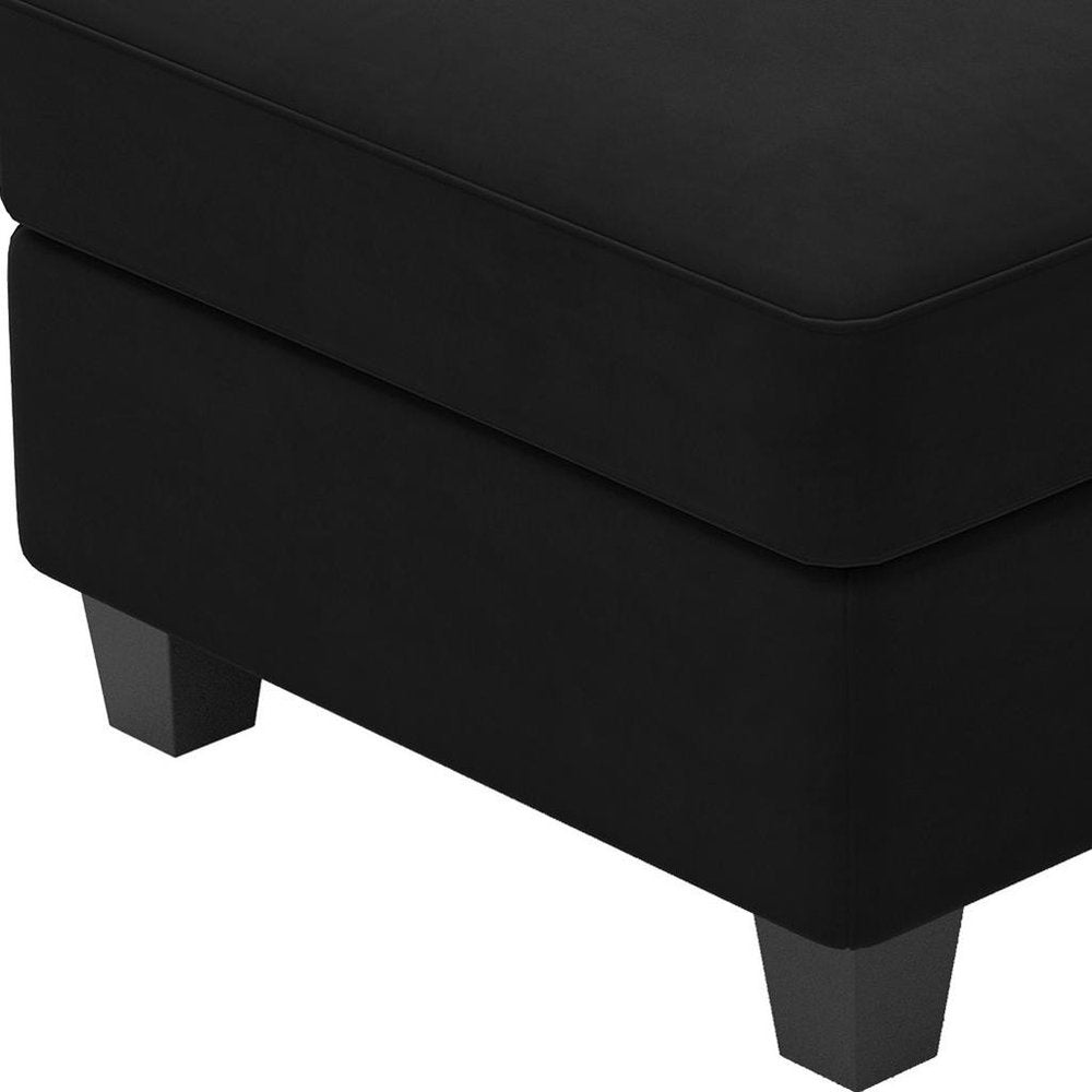 25" Black Velvet Storage Ottoman