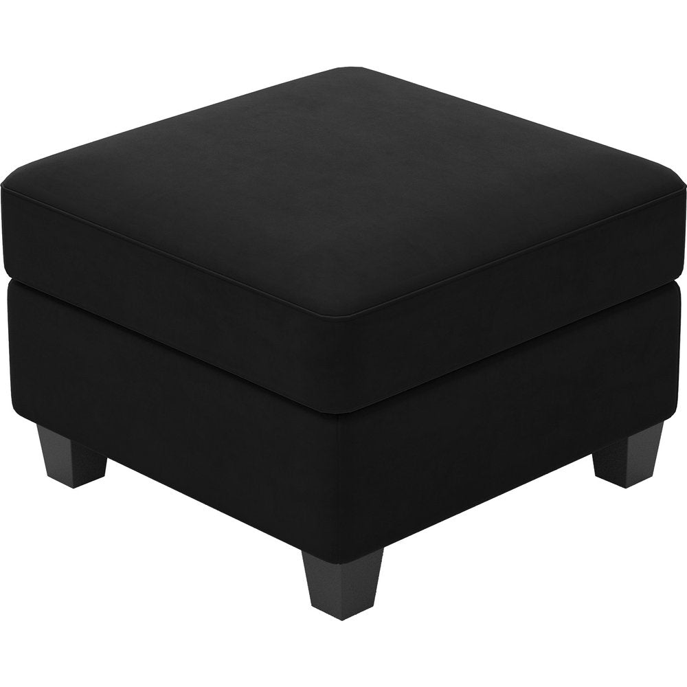 26" Gray and Black Chenille Storage Ottoman