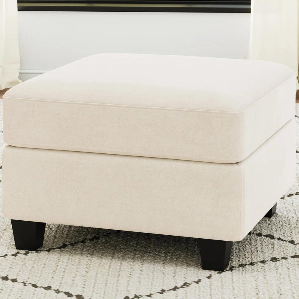 26" Gray and Black Chenille Storage Ottoman