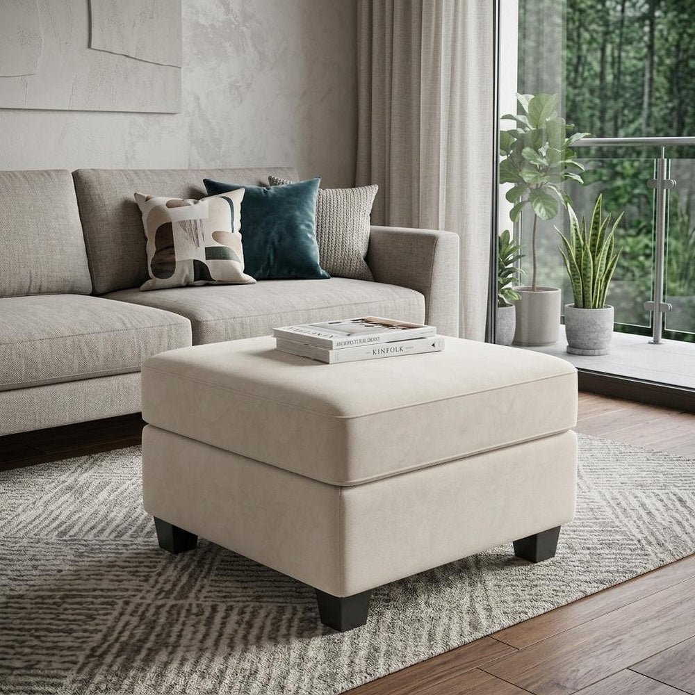 26" Gray and Black Chenille Storage Ottoman