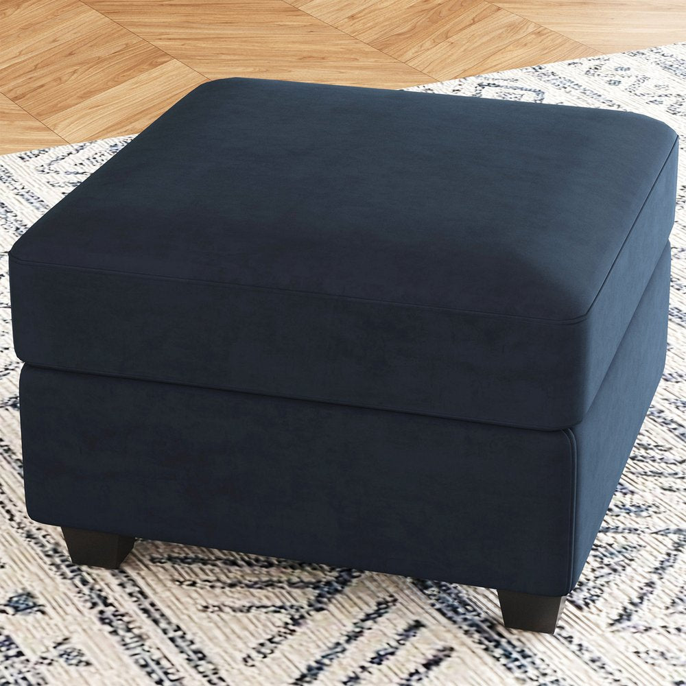25" Black Velvet Storage Ottoman