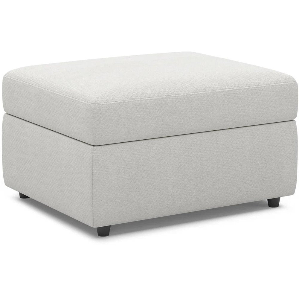 30" Beige and Black Chenille Storage Ottoman