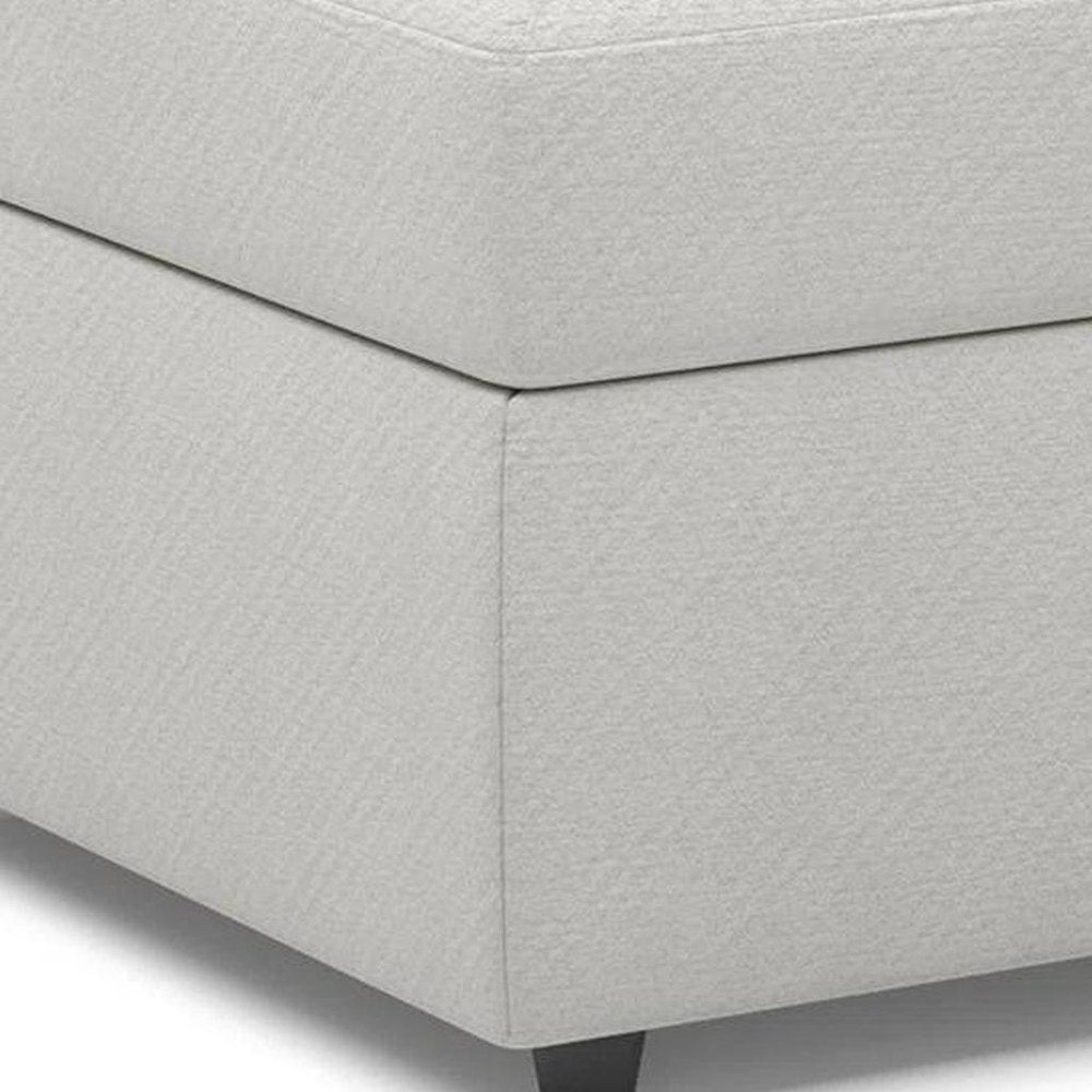 30" Beige and Black Chenille Storage Ottoman