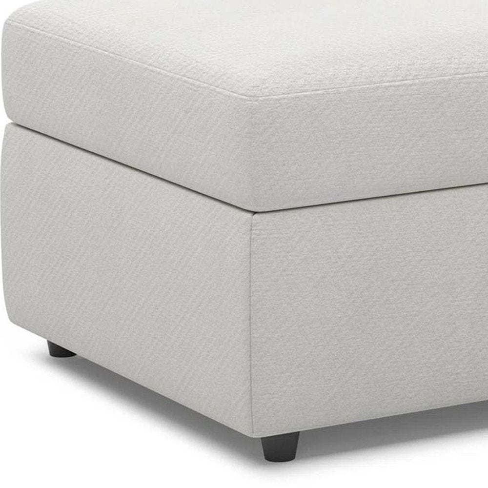 30" Beige and Black Chenille Storage Ottoman