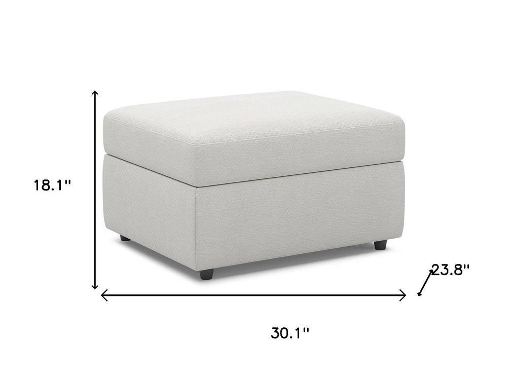 30" Beige and Black Chenille Storage Ottoman