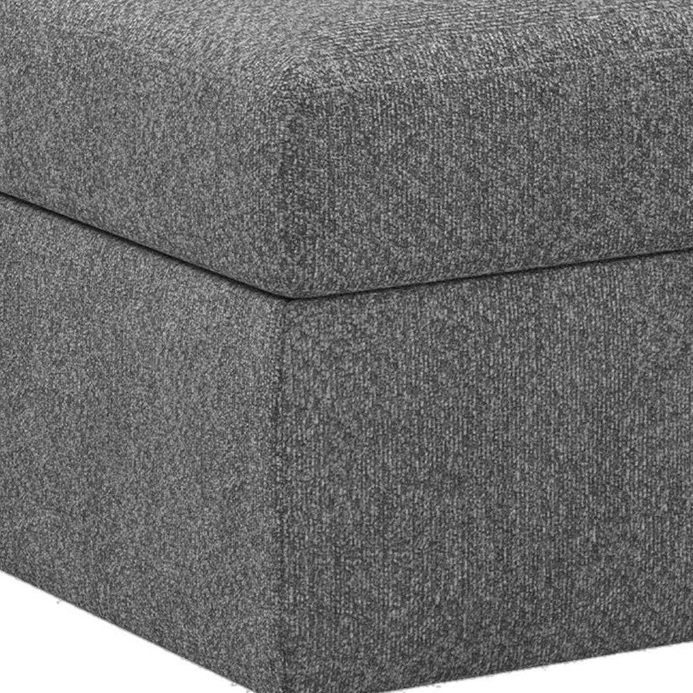 30" Beige and Black Chenille Storage Ottoman