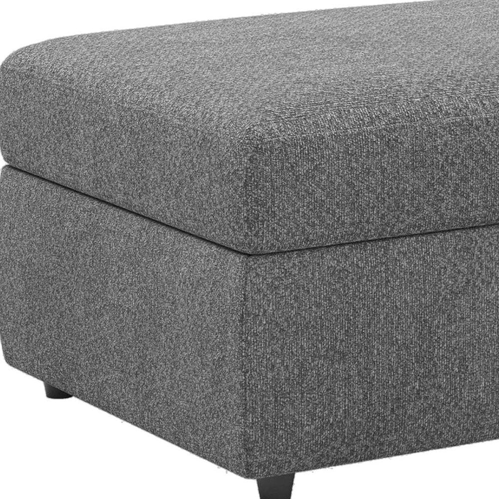 30" Beige and Black Chenille Storage Ottoman