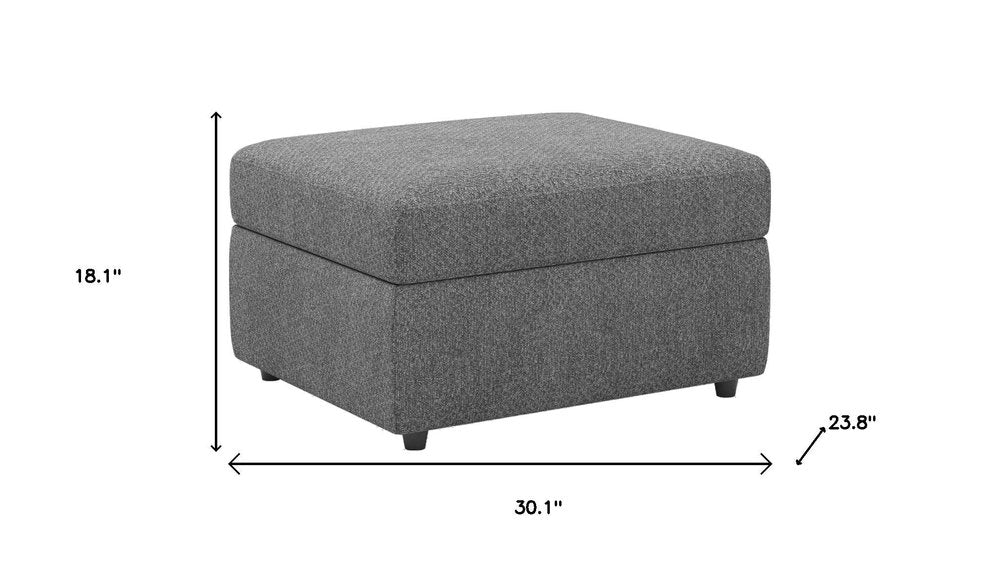 30" Beige and Black Chenille Storage Ottoman