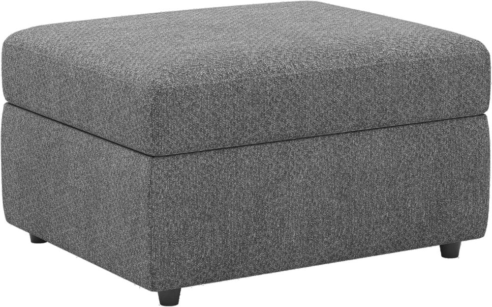 30" Beige and Black Chenille Storage Ottoman