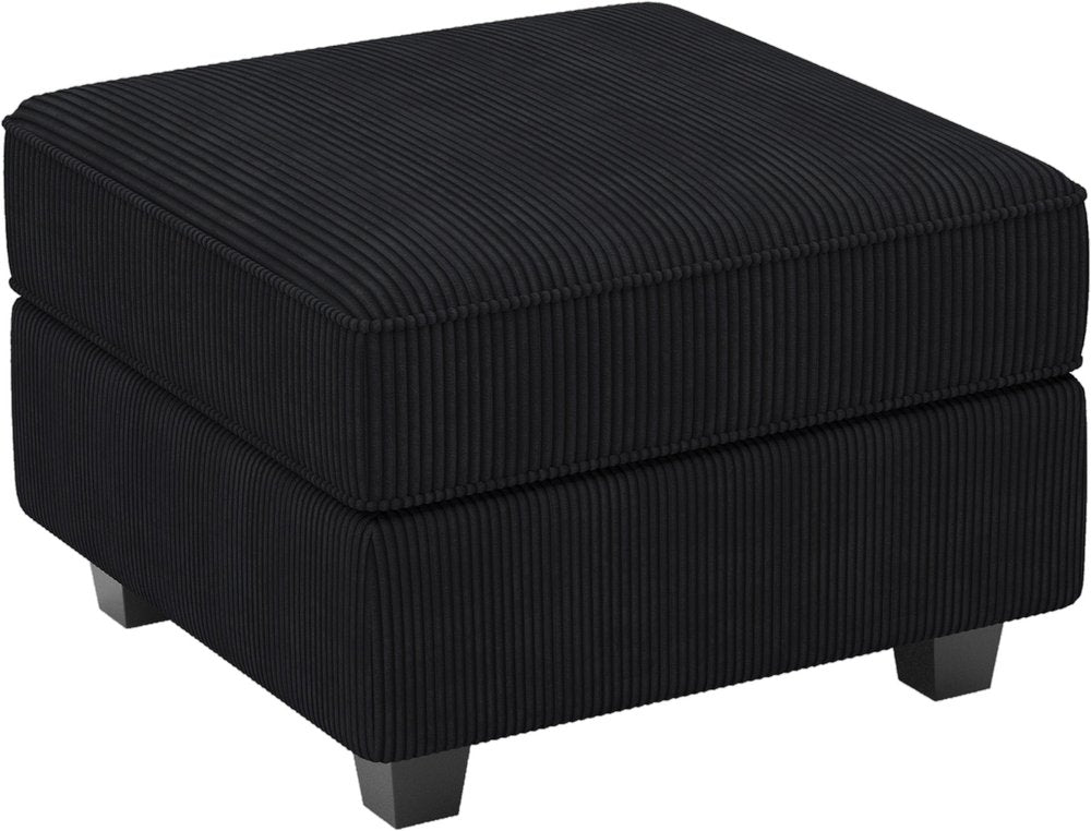 26" Teal Blue and Black Solid Wood and Microfiber Storage Ottoman