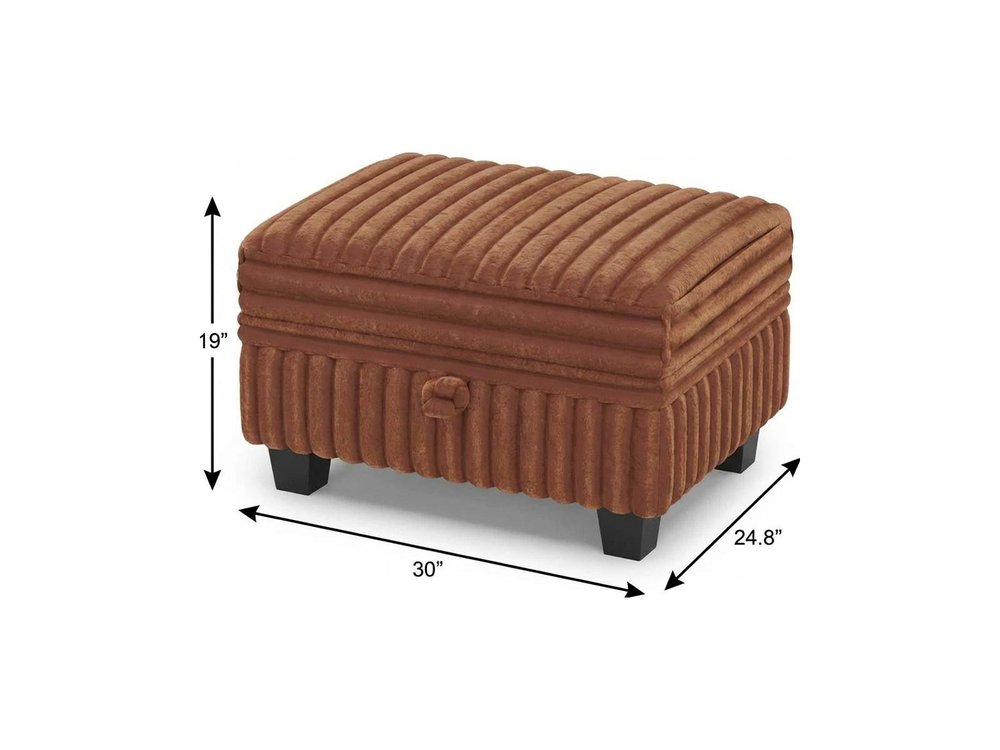 30" Brown and Black Faux Fur Storage Ottoman