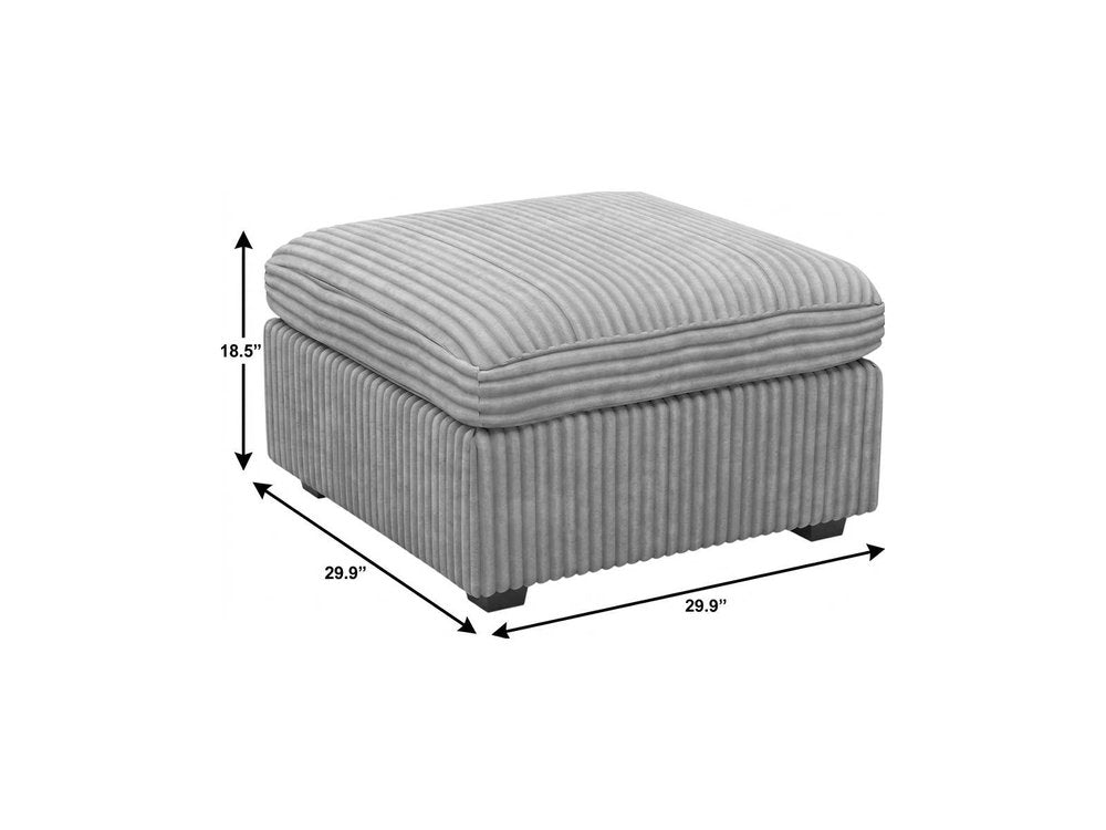 30" Gray and Black Corduroy Storage Ottoman