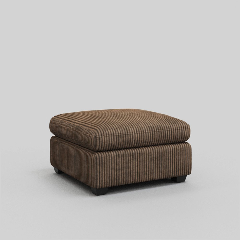 32" Brown and Black Corduroy Ottoman