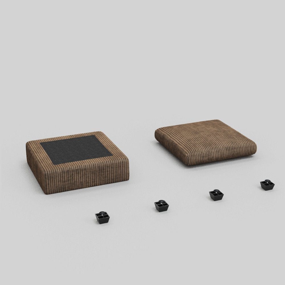 32" Brown and Black Corduroy Ottoman