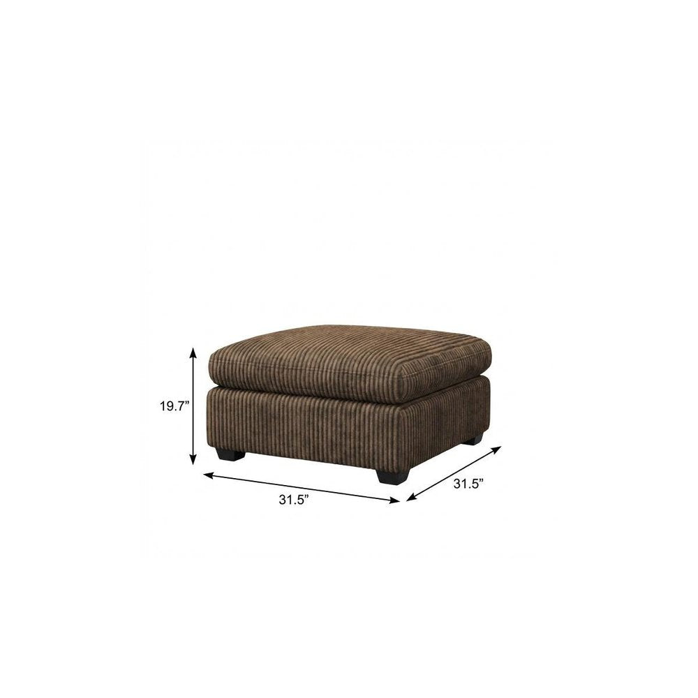 32" Brown and Black Corduroy Ottoman