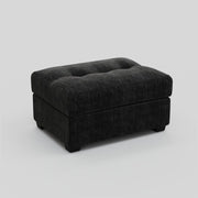 37" Black Corduroy Tufted Ottoman
