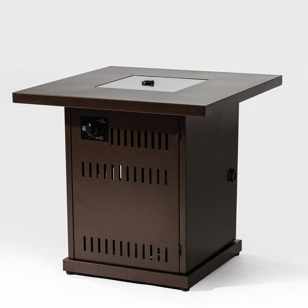 50000 BTU 27" Brown Steel Propane Square Fire Pit Table With Cover