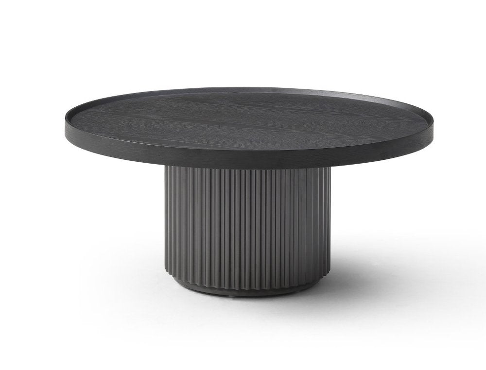 32" Dark Gray Wood Round Pedestal Coffee Table