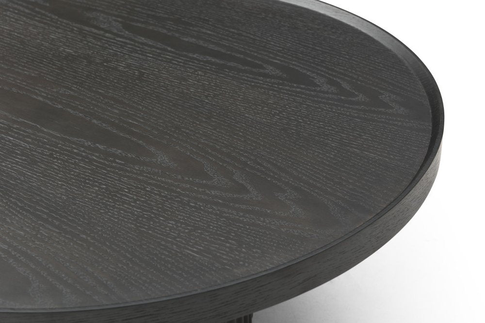 32" Dark Gray Wood Round Pedestal Coffee Table