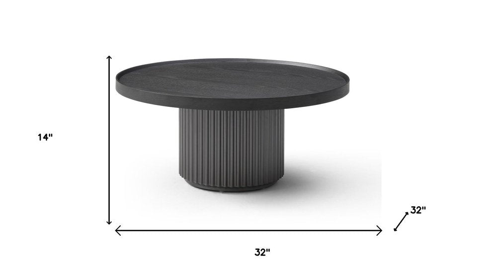 32" Dark Gray Wood Round Pedestal Coffee Table