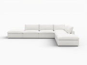160" White Linen Blend Modular Armless Sofa With Ottomans And Storage