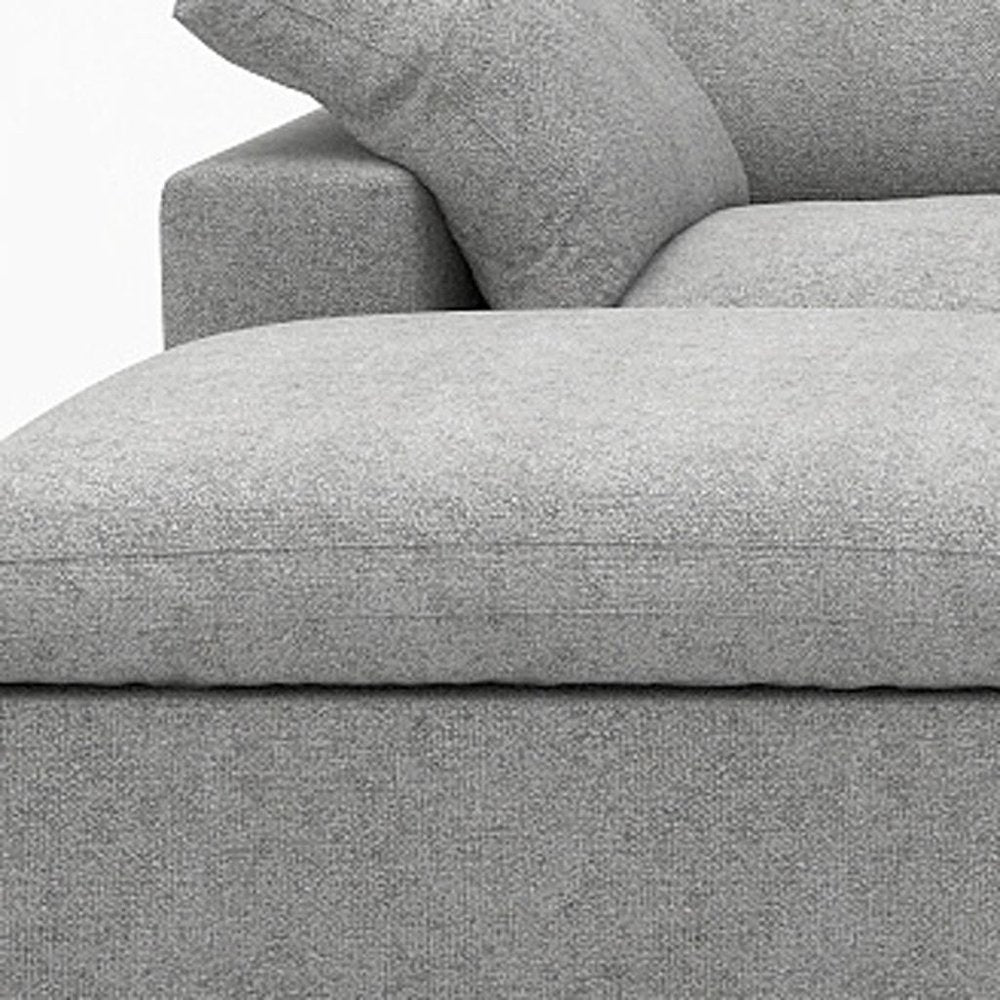 120" Light Gray Linen Blend Modular Universal Sofa With Ottoman And Storage