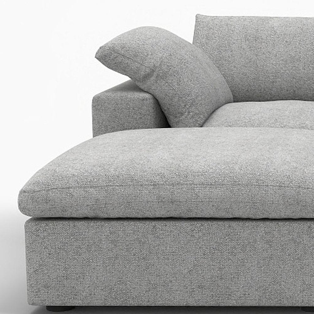 120" Light Gray Linen Blend Modular Universal Sofa With Ottoman And Storage