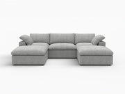 120" Light Gray Linen Blend Modular Universal Sofa With Ottoman And Storage