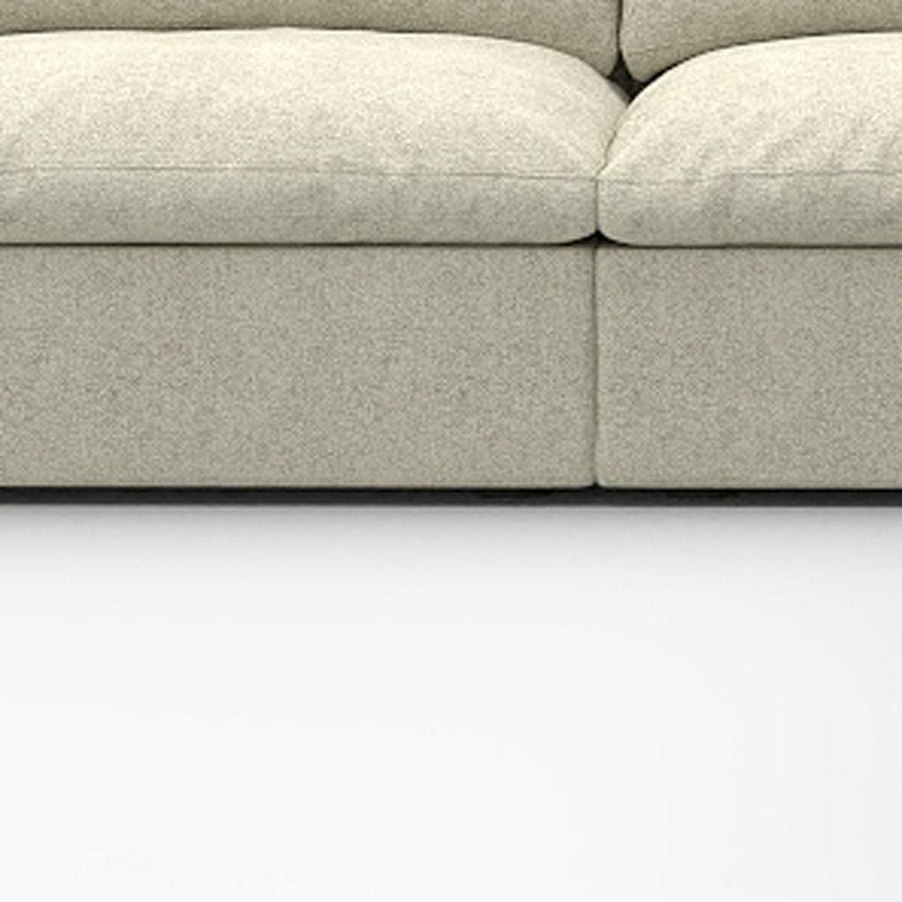 160" Khaki Linen Blend Modular Armless Sofa With Ottomans Toss Pillows And Storage