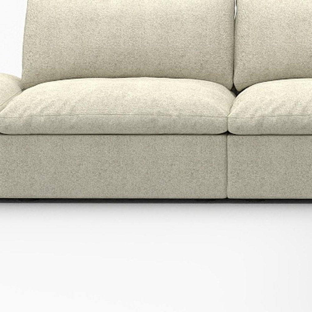 160" Khaki Linen Blend Modular Armless Sofa With Ottomans Toss Pillows And Storage