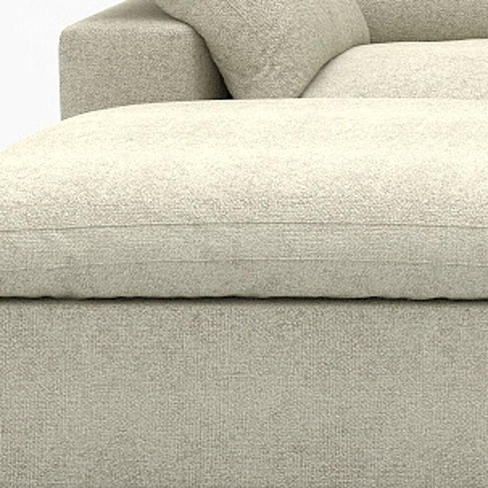 120" Beige Linen Blend Modular Sofa With Ottoman And Toss Pillows And Storage