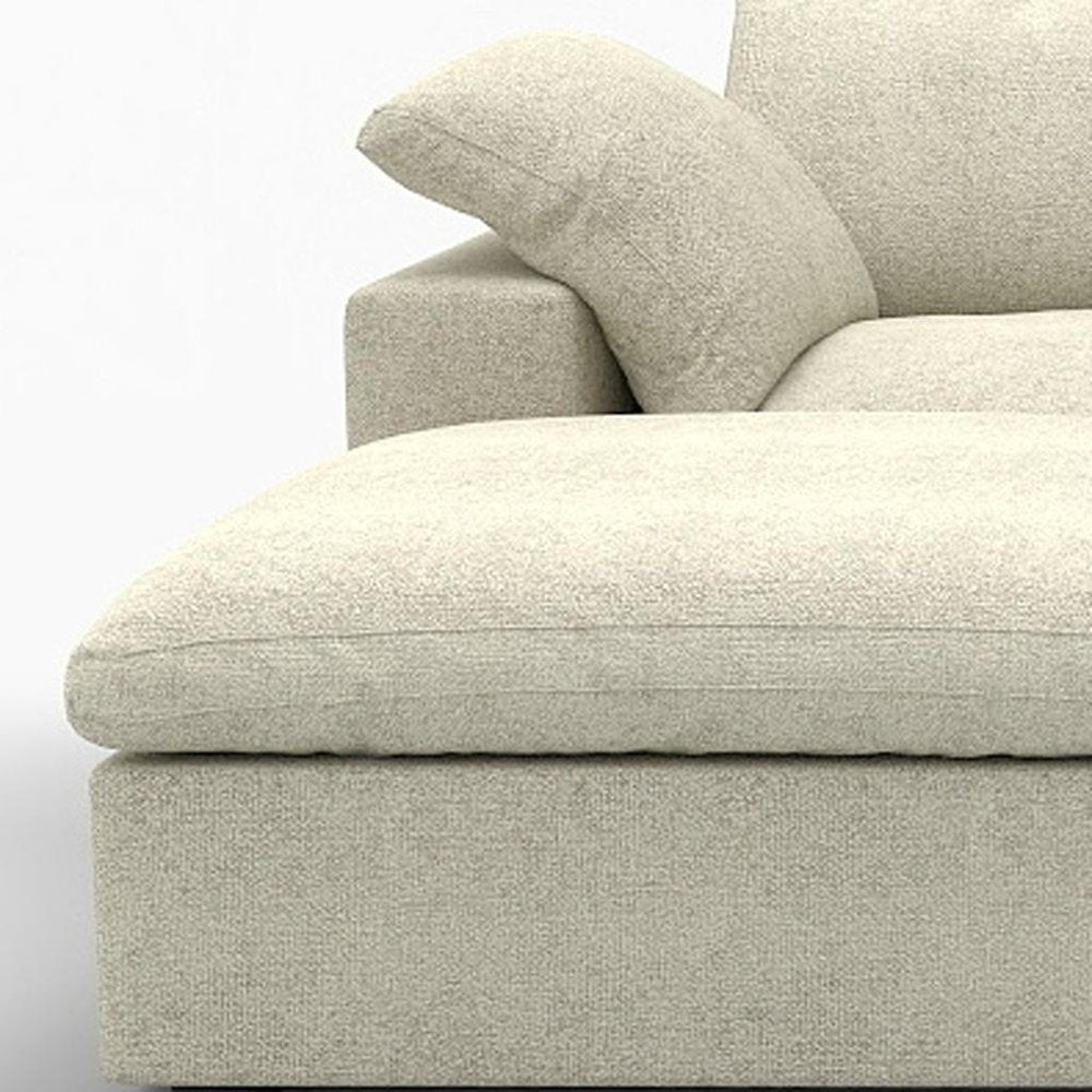120" Beige Linen Blend Modular Sofa With Ottoman And Toss Pillows And Storage