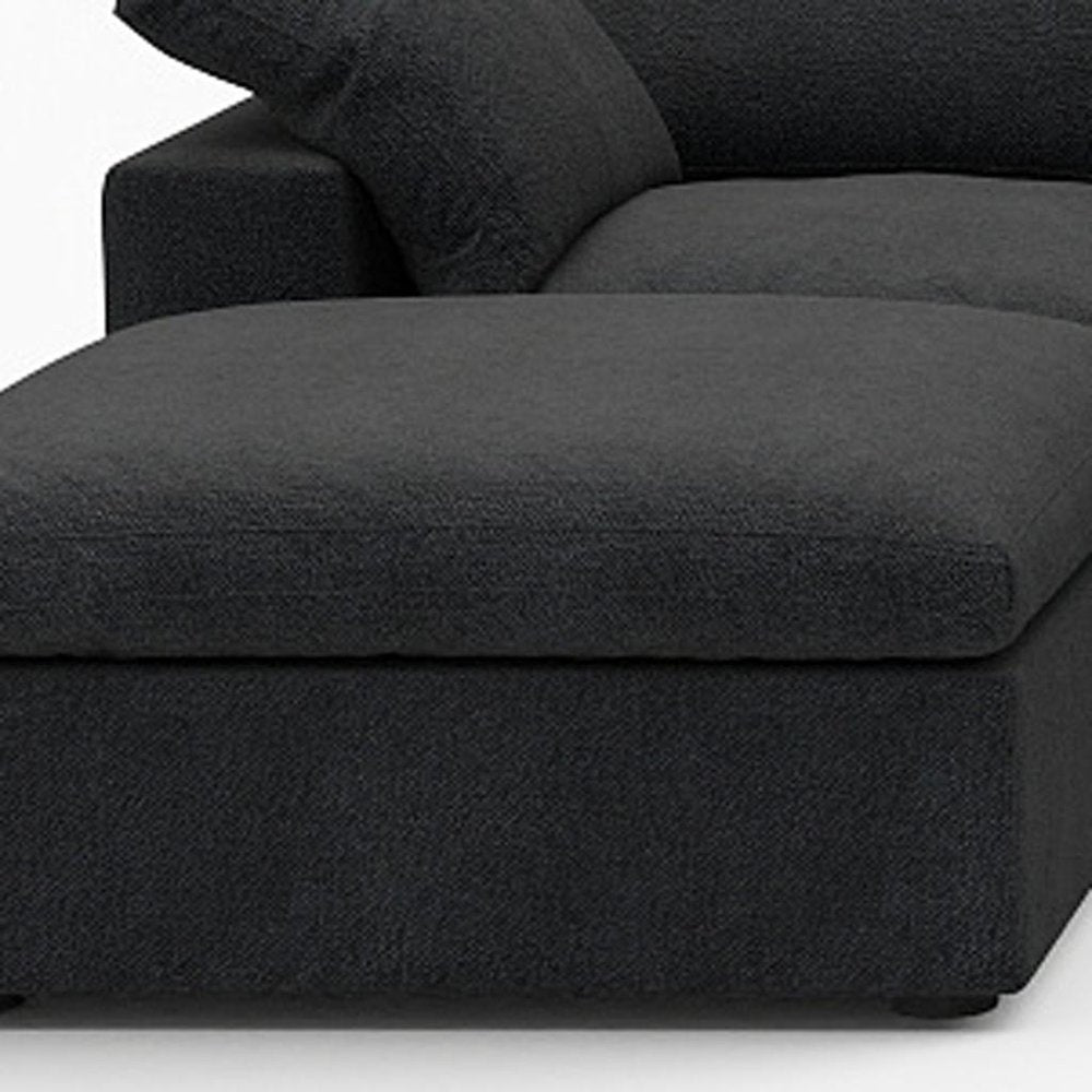 160" Black Linen Blend Modular Sofa With Ottomans Toss Pillows And Storage