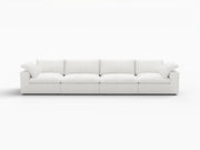160" White Linen Blend Modular Sofa With Toss Pillows
