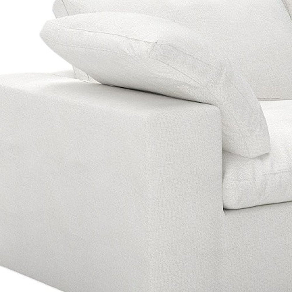 120" White Linen Blend Modular Sofa With Toss Pillows
