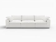 120" White Linen Blend Modular Sofa With Toss Pillows