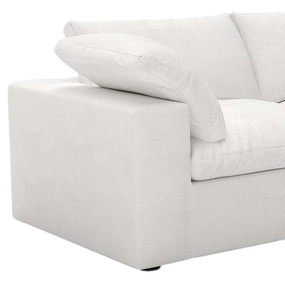 120" White Linen Blend Modular Sofa With Toss Pillows