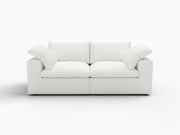 80" White Linen Blend Modular Loveseat and Toss Pillows