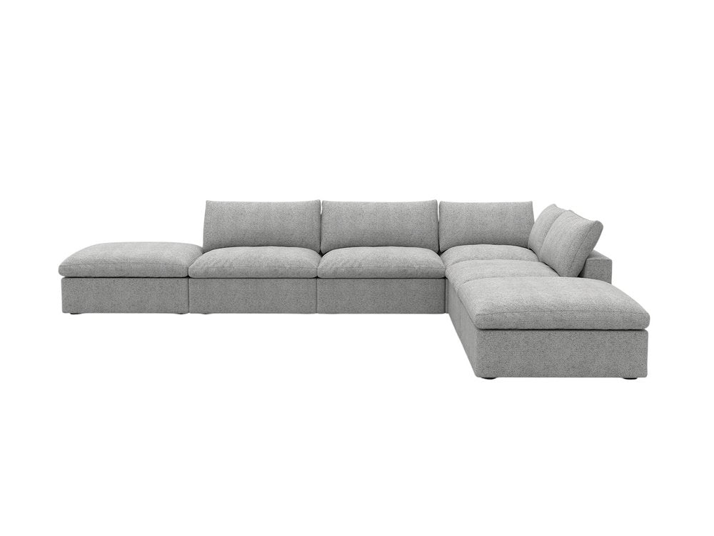 160" Light Gray Linen Blend Modular Armless Sofa With Ottomans And Storage