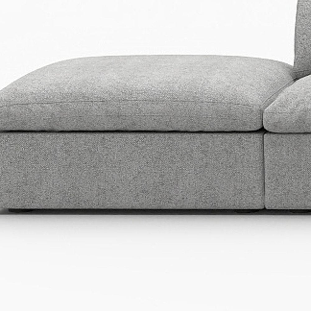 160" Light Gray Linen Blend Modular Armless Sofa With Ottomans And Storage