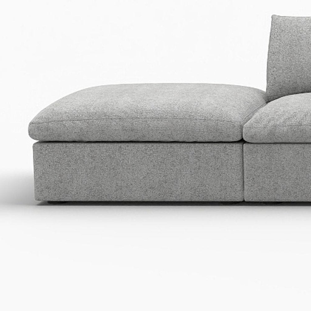 160" Light Gray Linen Blend Modular Armless Sofa With Ottomans And Storage