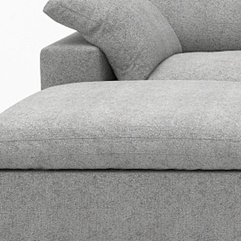 160" Light Gray Linen Blend Modular Sofa With Ottomans Toss Pillows And Storage