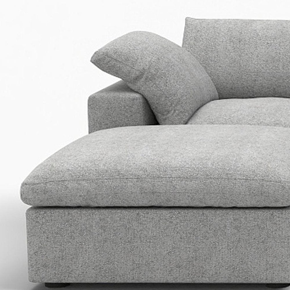 160" Light Gray Linen Blend Modular Sofa With Ottomans Toss Pillows And Storage